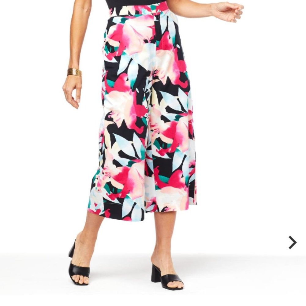 H by Halston Wide Floral Print Pants
